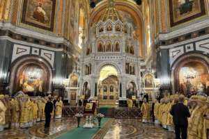 Божественная литургия в Храме Христа Спасителя в Москве