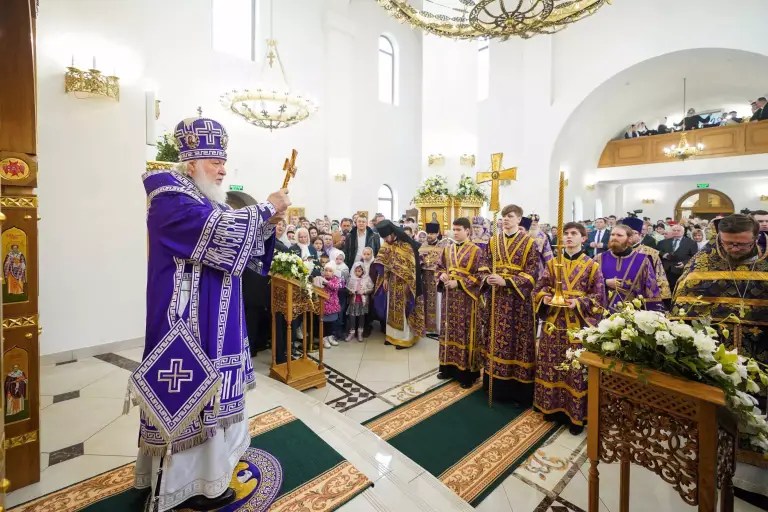 Слово Святейшего Патриарха Кирилла в Неделю 5-ю Великого поста после Литургии в храме Преображения Господня в Коммунарке г. Москвы