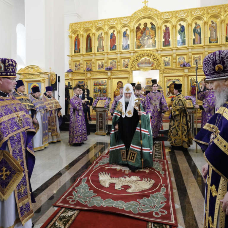 Патриаршая проповедь в Неделю 5-ю Великого поста после Литургии в храме Чуда Архангела Михаила в Хонех в Братееве г. Москвы